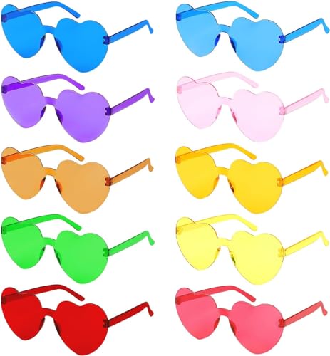 DERAYEE 10PC Party Brille, Magische Farben Party Brille, Hippie Brille, Bunte Herz SonnenbrilleSonnenbrille,Lustige Partybrillen für Foto Requisiten Geburtstagsfeier für Kinder,Erwachsene,Party von DERAYEE