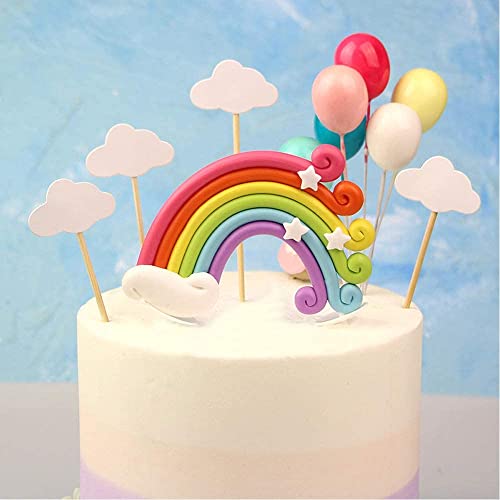 DERAYEE 12 Stück Regenbogen Tortendeko,Geburtstag Cake Topper Kuchen Dekoration für Kinder von DERAYEE