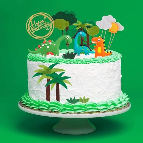 DERAYEE 13PC 3D Dinosaurier Kuchen Topper Cupcake Topper Kuchen Dekorationen für Kinder Geburtstag Baby Dusche Party Supplies von DERAYEE