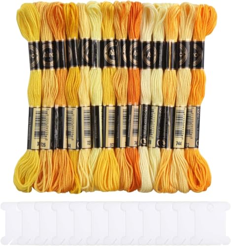 DERAYEE 14 Farben, Stickgarn, Kreuzstich, Gelb, mit Fadenkarte, brasilianisches Armband, Baumwollgarn, Stickgarn, kreatives Freizeitzubehör, 8 m DERAYEE 14 Farben, Stickgarn, Kreuzstich, Gelb, mit Fadenkarte, brasilianisches Armband, Baumwollgarn, Stickgarn, kreatives Freizeitzubehör, 8 m von DERAYEE