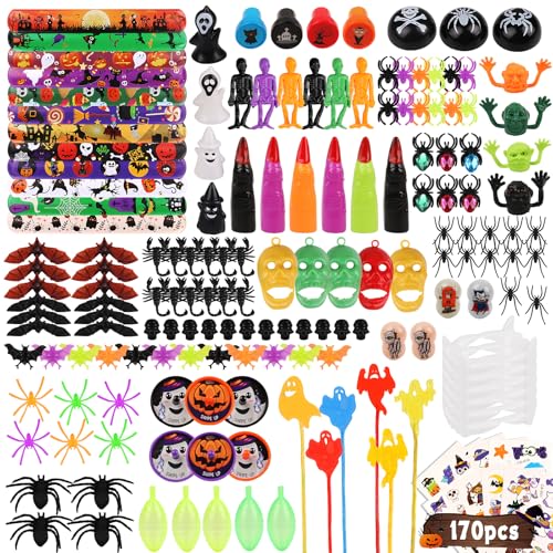 DERAYEE 170 Stück Halloween-Partytütenfüller, Halloween-Partyspielzeug, Süßes oder Saures, Spielzeug für Kinder, Spiele, Preise, Pinata-Spiele, Geschenke (zufällige Farbe) von DERAYEE