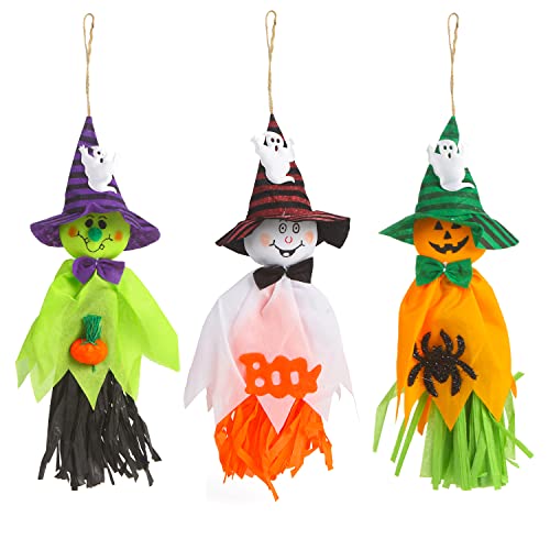 DERAYEE 3 Stücke Halloween Deko Kinder, Hängender Geist für Dekoration, Patio Lawn Garden Party Decorations von DERAYEE