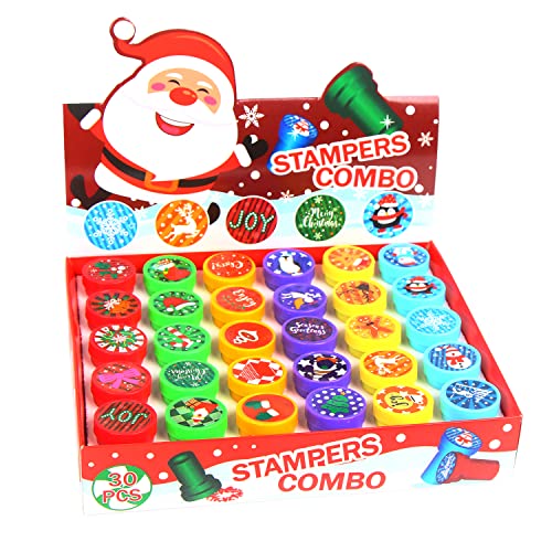 DERAYEE 30pcs Weihnachten Stempelset für Kinder, Selbstfärbende Stempel für Gastgeschenke,Weihnachtsspielzeug,Weihnachten Mitbringsel,Party von DERAYEE