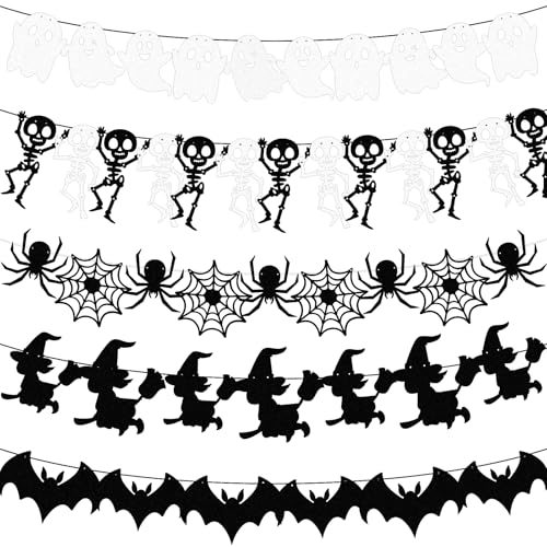 DERAYEE 5 Sets Halloween-Party-Banner, Geister-hängende Papiergirlande, Halloween-Wimpelkette mit Fledermaus, Spinne, Hexe für Party, Papier-Wimpelkette, Heimdekoration DERAYEE 5 Sets Halloween-Party-Banner, Geister-hängende Papiergirlande, Halloween-Wimpelkette mit Fledermaus, Spinne, Hexe für Party, Papier-Wimpelkette, Heimdekoration von DERAYEE