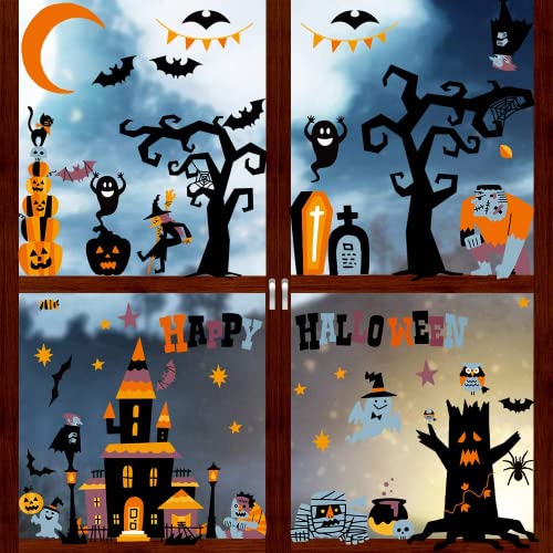 DERAYEE Halloween Aufkleber, Halloween Fensterbilder Sticker Fensterdeko Halloween Deko für Heimdekoration Schuldekoration Halloween Party Nordic elderly 10 Blätter… von DERAYEE