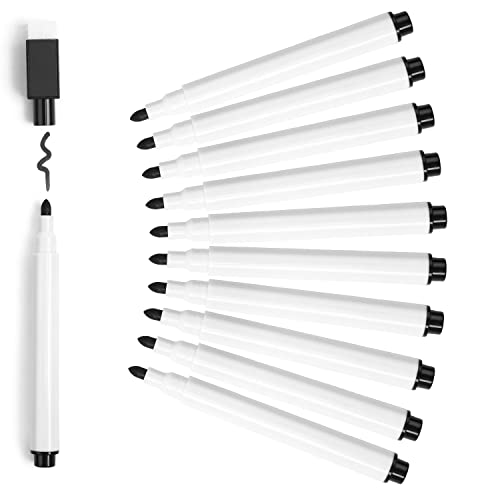 DERAYEE SULOLI 10 weiße kugelschreiber mit radiergummi an, schwarze kugelschreiber mit dünnen, dünnen spitzen für trockner von DERAYEE