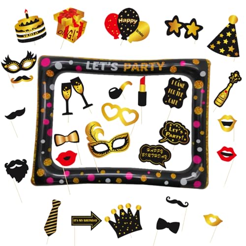 DERJDISF Geburtstag Deko Jungs Mädchen,Schwarzes Gold Geburtstag Aufblasbarer Bilderrahmen & 30 Stück Foto Requisiten Party Foto Booth Props Fotobox Accessoires Geschenke für Geburtstags Party Zubehör DERJDISF Geburtstag Deko Jungs Mädchen,Schwarzes Gold Geburtstag Aufblasbarer Bilderrahmen & 30 Stück Foto Requisiten Party Foto Booth Props Fotobox Accessoires Geschenke für Geburtstags Party Zubehör von DERJDISF