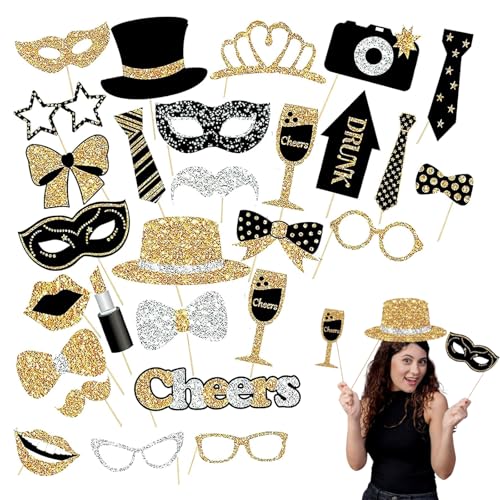 DERJDISF Partyspaß Ausrüstung - 30 Stück Foto-Requisiten, Silvester Deko & Party Accessoires, Ideal für Geburtstage, Hochzeiten und Fotobox-Requisiten DERJDISF Partyspaß Ausrüstung - 30 Stück Foto-Requisiten, Silvester Deko & Party Accessoires, Ideal für Geburtstage, Hochzeiten und Fotobox-Requisiten von DERJDISF