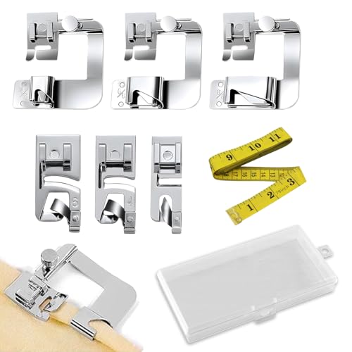 Nähfüsse Edelstahl Nähfuß Nähmaschine Silber, Rollsaumfuss für Nähmaschine - 6Teiliges Nähfüße Set-Hochwertiges Nähzubehör-Set, Zubehör mit Maßband, Perfekt für Haushaltsnähmaschinen, Größen: 3/4/6 mm Nähfüsse Edelstahl Nähfuß Nähmaschine Silber, Rollsaumfuss für Nähmaschine - 6Teiliges Nähfüße Set-Hochwertiges Nähzubehör-Set, Zubehör mit Maßband, Perfekt für Haushaltsnähmaschinen, Größen: 3/4/6 mm von DERJDISF