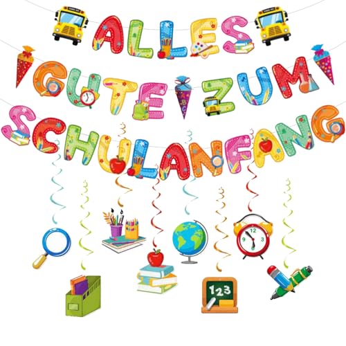 Einschulung Schuleinführung Schulanfang Deko Set, Einschulung Deko - 18er-Packung Schulanfang Deko, Schuldeckenhänger, Spiralgirlande - Hängende Dekoration zum Schulanfang, Perfekte Dekoration für den Einschulung Schuleinführung Schulanfang Deko Set, Einschulung Deko - 18er-Packung Schulanfang Deko, Schuldeckenhänger, Spiralgirlande - Hängende Dekoration zum Schulanfang, Perfekte Dekoration für den von DERJDISF