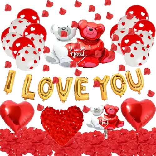Valentinstag Ballon Dekorationsset, Du und Ich Valentinstag Deko-Set,Herzluftballons, Rosenblätter-Deko für Hochzeit und Herz-Deko - Perfekt für romantische Veranstaltungen,Wiederverwendbar Valentinstag Ballon Dekorationsset, Du und Ich Valentinstag Deko-Set,Herzluftballons, Rosenblätter-Deko für Hochzeit und Herz-Deko - Perfekt für romantische Veranstaltungen,Wiederverwendbar von DERJDISF