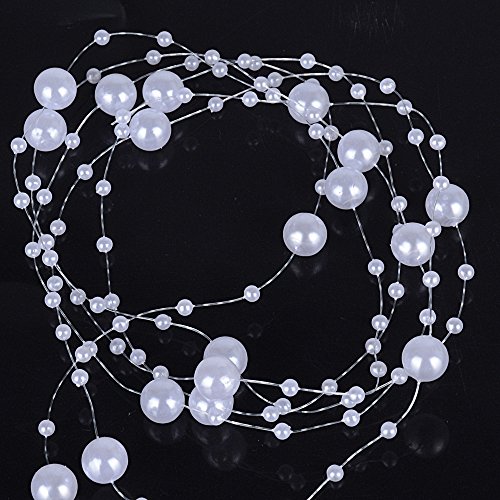 (65 Meter) 50 Strang Perlengirlande Perlenband Perlenkette Deko Weiß Tischdeko Hochzeit Dekoration Perlen Girlande für Braut Haarschmuck Brautstrauß Weihnachten DIY Handwerk (1,3M lang/Strang) von DERMAI