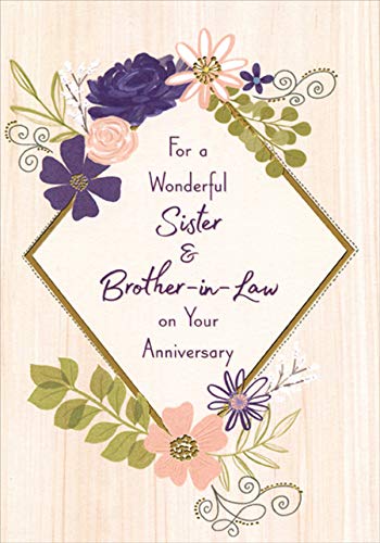 Designer Greetings Gold Foil Diamond Shaped Frame, Purple and Pink Flowers Wedding Anniversary Congratulations Card for Sister and Brother-in-Law Designer Greetings Gold Foil Diamond Shaped Frame, Purple and Pink Flowers Wedding Anniversary Congratulations Card for Sister and Brother-in-Law von DESIGNERGREETINGS