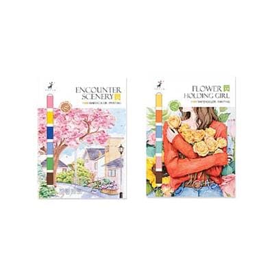 Aquarellpapier für Anfänger mit vorgedruckten Designs, sofortiges Aquarell-Set für Erwachsene und Jugendliche, hochwertiges strukturiertes Papier und lebendige Farben (Haus und Mädchen), A4 DESINIK von DESINIK