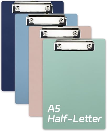 4er-Pack Klemmbretter A5 Schreibbrett aus Kunststoff im DIN A5 Hochformat | Größe Klemmbrett Menü Pads Quittung Clips für Schule Büro Restaurant Cafe von DESSY&BILI