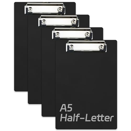 4er-Pack Klemmbretter A5 | Schreibbrett aus Kunststoff im DIN A5 Hochformat | Größe Klemmbrett Menü Pads Quittung Clips für Schule Büro Restaurant Cafe Hotel von DESSY&BILI