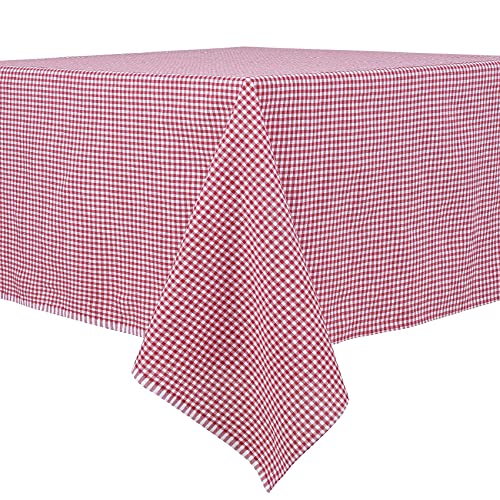 DESTALYA Landhaus Rechteckig Tischdecke | 162 x 168 cm Karierte Tischdecke 100% Baumwolle Picknick Tuch | Kareli Masa Ortusu Sofra Piknik (Rot 162 x 168 cm) von DESTALYA