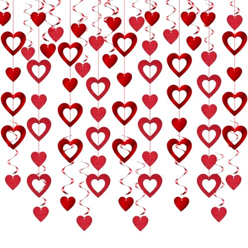 DETENE 80 Stück Hängende Herz Girlande Herzgirlande Rot Valentinstag Dekoration Glitter Heart Hängende Dekoration für Valentinstag Party Hochzeit Geburtstag Party DETENE 80 Stück Hängende Herz Girlande Herzgirlande Rot Valentinstag Dekoration Glitter Heart Hängende Dekoration für Valentinstag Party Hochzeit Geburtstag Party von DETENE