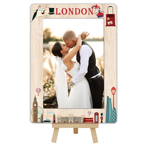 London Reise-Bilderrahmen, London-Thema, Holzrahmen mit Staffelei-Ständer für Heimdekoration, Tisch-Display, Urlaub, Flitterwochen, Geschenke für Freunde, Paare, 10 x 15 cm, D04 London Reise-Bilderrahmen, London-Thema, Holzrahmen mit Staffelei-Ständer für Heimdekoration, Tisch-Display, Urlaub, Flitterwochen, Geschenke für Freunde, Paare, 10 x 15 cm, D04 von DETIHO