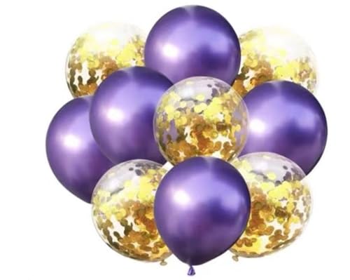 12 Zoll dicke transparente Glitzerballons – mehrfarbiges rundes Partyzubehör mit Papierkonfetti(Style 10) von DETPWVWB