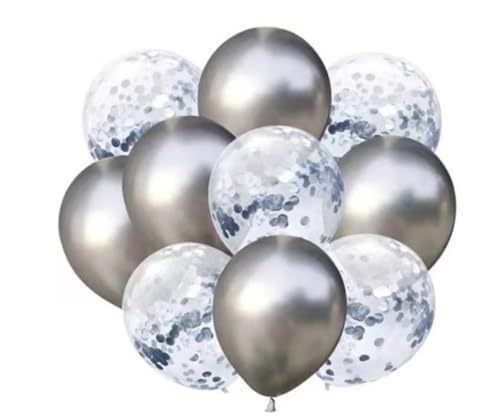 12 Zoll dicke transparente Glitzerballons – mehrfarbiges rundes Partyzubehör mit Papierkonfetti(Style 3) von DETPWVWB