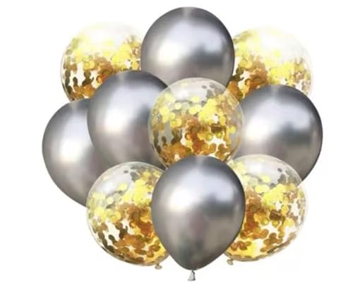 12 Zoll dicke transparente Glitzerballons – mehrfarbiges rundes Partyzubehör mit Papierkonfetti(Style 7) von DETPWVWB