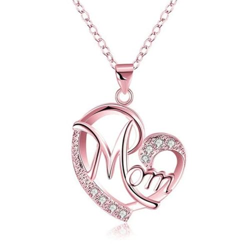 DETPWVWB Modische Halskette mit Herzanhänger for Mama – Alphabet-Schmuckgeschenk mit Zirkonia(Rose Gold) von DETPWVWB