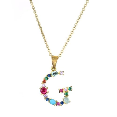 DETPWVWB Personalisierte Halskette mit Initialen-Anhänger – Regenbogen-Langkette, Goldschmuck, Geschenk for Frauen – Perfekt for Partys(G) von DETPWVWB