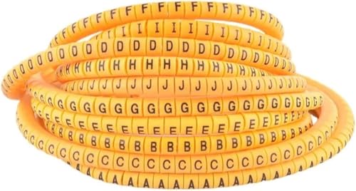 Kabelmarkierungen EC-0 bis EC-3 – 520er-Pack gelbe Buchstabenetiketten AZ zur Kabelidentifizierung(Ec 0(520pcs) yellow) von DETPWVWB
