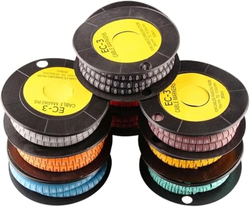 Mehrfarbige Kabelmarkierungen EC-0 0-9 for 1-1,5 mm² Kabel – 10er-Pack(Ec 0 1000pcs Mix) von DETPWVWB