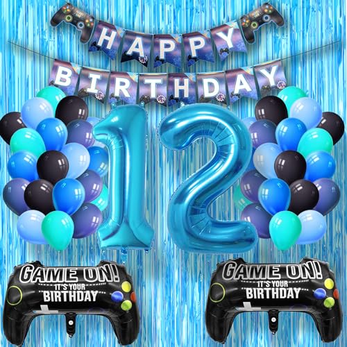 DEUXYU Geburtstagsdeko Junge 12 Jahr, Luftballons Geburtstag Junge Dekoration Zubehör Set mit Happy Birthday Banner für 12. Jahr Jungen Ballons Geburstag Deko, Videospiel Game Party DEUXYU Geburtstagsdeko Junge 12 Jahr, Luftballons Geburtstag Junge Dekoration Zubehör Set mit Happy Birthday Banner für 12. Jahr Jungen Ballons Geburstag Deko, Videospiel Game Party von DEUXYU