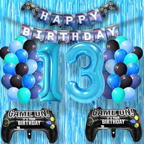 DEUXYU Geburtstagsdeko Junge 13 Jahr, Luftballons Geburtstag Junge Dekoration Zubehör Set mit Happy Birthday Banner für 13. Jahr Jungen Ballons Geburstag Deko, Videospiel Game Party DEUXYU Geburtstagsdeko Junge 13 Jahr, Luftballons Geburtstag Junge Dekoration Zubehör Set mit Happy Birthday Banner für 13. Jahr Jungen Ballons Geburstag Deko, Videospiel Game Party von DEUXYU