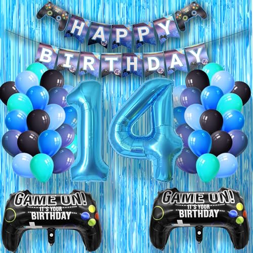 DEUXYU Geburtstagsdeko Junge 14 Jahr, Luftballons Geburtstag Junge Dekoration Zubehör Set mit Happy Birthday Banner für 14. Jahr Jungen Ballons Geburstag Deko, Videospiel Game Party DEUXYU Geburtstagsdeko Junge 14 Jahr, Luftballons Geburtstag Junge Dekoration Zubehör Set mit Happy Birthday Banner für 14. Jahr Jungen Ballons Geburstag Deko, Videospiel Game Party von DEUXYU