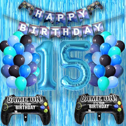 DEUXYU Geburtstagsdeko Junge 15 Jahr, Luftballons Geburtstag Junge Dekoration Zubehör Set mit Happy Birthday Banner für 15. Jahr Jungen Ballons Geburstag Deko, Videospiel Game Party DEUXYU Geburtstagsdeko Junge 15 Jahr, Luftballons Geburtstag Junge Dekoration Zubehör Set mit Happy Birthday Banner für 15. Jahr Jungen Ballons Geburstag Deko, Videospiel Game Party von DEUXYU