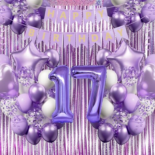 DEUXYU Geburtstagsdeko Mädchen 17 Jahr, Lila Luftballon Geburtstag Deko Mädchen 17 Jahr, Geburtstag Party Deko set für 17 Frau, Weiß Lila Ballon zum Geburtstagsdeko DEUXYU Geburtstagsdeko Mädchen 17 Jahr, Lila Luftballon Geburtstag Deko Mädchen 17 Jahr, Geburtstag Party Deko set für 17 Frau, Weiß Lila Ballon zum Geburtstagsdeko von DEUXYU