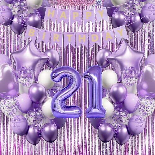 DEUXYU Geburtstagsdeko Mädchen 21 Jahr, Lila Luftballon Geburtstag Deko Mädchen 21 Jahr, Geburtstag Party Deko set für 21 Frau, Weiß Lila Ballon zum Geburtstagsdeko DEUXYU Geburtstagsdeko Mädchen 21 Jahr, Lila Luftballon Geburtstag Deko Mädchen 21 Jahr, Geburtstag Party Deko set für 21 Frau, Weiß Lila Ballon zum Geburtstagsdeko von DEUXYU