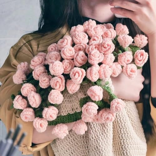 DEVOKE Blumenstrauß-Decke Rosa Rosen Bouquet Kuscheldecke Runden 110 cm, Gehäkelte Blumen Decke für Muttertag Geburtstag, Flower Blanket für Sofa Home Decor Fertig Häkelblumen Künstliche DEVOKE Blumenstrauß-Decke Rosa Rosen Bouquet Kuscheldecke Runden 110 cm, Gehäkelte Blumen Decke für Muttertag Geburtstag, Flower Blanket für Sofa Home Decor Fertig Häkelblumen Künstliche von DEVOKE
