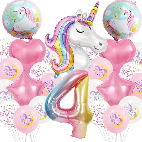 Geburtstagsdeko 4.Mädchen,Luftballon Geburtstag 4 Jahr Mädchen,4.Geburtstag Dekoration,Luftballon 4.Rosa,Rosa Folienballon,Themen Ballons,für Party Dekoration von DEVOKE
