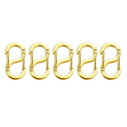 DEVPSISR 5 Stück Doppelöffnung, kürzer Verschluss für Halskette und S-Biner-Karabinerverschluss, Edelstahl, Armbandverbinder, Gold, 12 mm DEVPSISR 5 Stück Doppelöffnung, kürzer Verschluss für Halskette und S-Biner-Karabinerverschluss, Edelstahl, Armbandverbinder, Gold, 12 mm von DEVPSISR