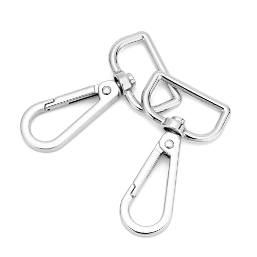 Karabinerhaken mit D-Ring, drehbar, Karabinerhaken, Trigger-Clips für Bastelarbeiten, Schlüsselanhänger, Geldbörse, Handtasche, 2,5 cm, Silber, 9 Stück Karabinerhaken mit D-Ring, drehbar, Karabinerhaken, Trigger-Clips für Bastelarbeiten, Schlüsselanhänger, Geldbörse, Handtasche, 2,5 cm, Silber, 9 Stück von DEVPSISR