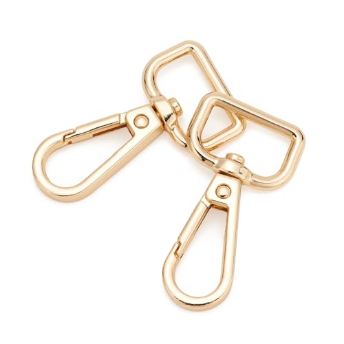 Karabinerhaken mit D-Ring, drehbar, Karabinerhaken, Trigger-Clips für Heimwerker, Handwerk, Schlüsselanhänger, Geldbörse, Handtasche, 1,9 cm, goldfarben, 9 Stück von DEVPSISR