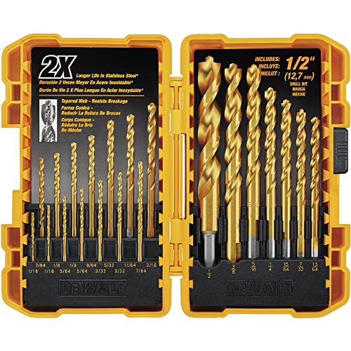 DEWALT (DW1361) Titan-Nitrid-beschichtetes Bohrer-Set, Pilotspitze, 21-teilig von DEWALT