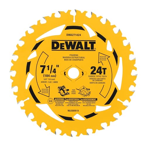 DEWALT Kreissägeblatt 7-1/4 Zoll 24 Zähne mit 5/8 Zoll Achse (3 Stück) (DWA271424PK3) von DEWALT