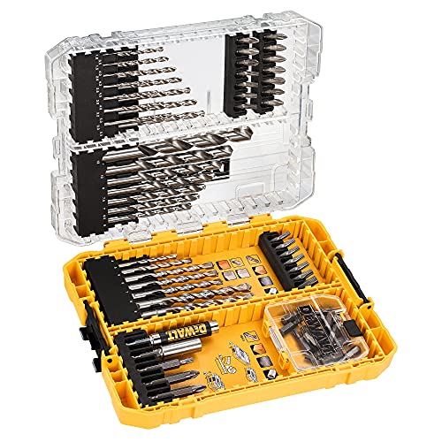 DEWALT Stein-, Metallbohrer und Bit-Set DT70761 (72-teilig, Extreme Steinbohrer, Extreme 2 HHS-G Metallbohrer, Torison Bits mit erhöhter Festigkeit, in ToughCase inkl. TicTac Box) Gelb/Schwarz Coffret 72 pcs von DEWALT