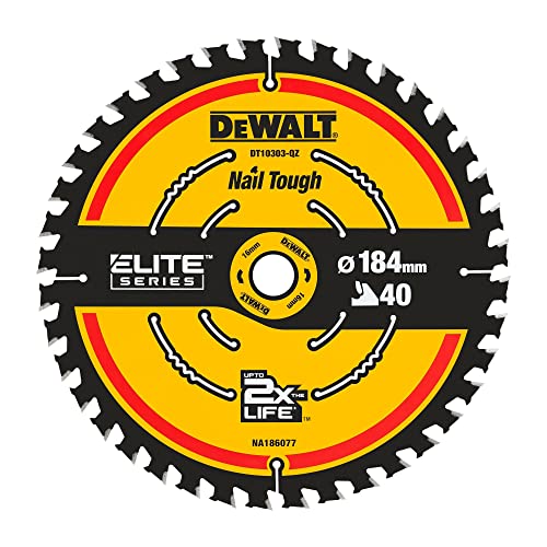Dewalt Elite Kreissägeblatt DT10303 (Sägeblatt-ø 184/16 mm, Schnittbreite: 1,65 mm, 40 Zähne, Zahngeometrie: WZ, Zahnwinkel: 18°, ultra-scharfe Hartmetall-Zähne, mit Nail Tough, für feine Schnitte) Dewalt Elite Kreissägeblatt DT10303 (Sägeblatt-ø 184/16 mm, Schnittbreite: 1,65 mm, 40 Zähne, Zahngeometrie: WZ, Zahnwinkel: 18°, ultra-scharfe Hartmetall-Zähne, mit Nail Tough, für feine Schnitte) von DEWALT
