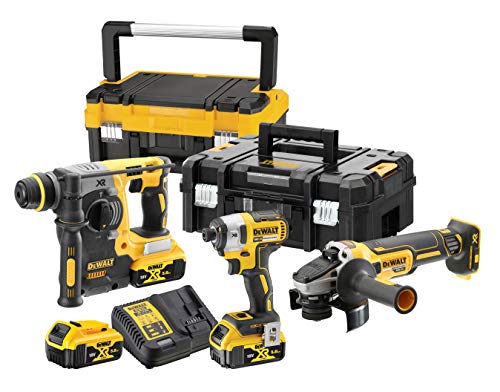 Dewalt DCK305P3T-QW Akku-Schlagschrauber, Akku-Bohrhammer, Akku-Winkelschleifer 18V 5.0Ah Li-Ion ink von Dewalt