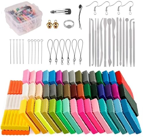 DEWEL Polymer Clay Set 50 Farben, Knete Starter Set 1kg, Modelliermasse Ofenhärtend, Ofen Backen Lehm für DIY Basteln, Modellierung Polymer Ton, Geschenke für Kinder/Spielzeuge für Kinder DEWEL Polymer Clay Set 50 Farben, Knete Starter Set 1kg, Modelliermasse Ofenhärtend, Ofen Backen Lehm für DIY Basteln, Modellierung Polymer Ton, Geschenke für Kinder/Spielzeuge für Kinder von DEWEL