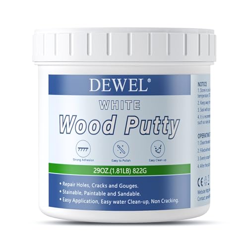 DEWEL Holzkitt, Spachtelmasse Kitt für Holz, Holzspachtel 822g Gebrauchsfertige Füllmasse für Holz, Perfekte Klebefestigkeit & Schnell Trocknend, ideal zum Reparieren von Holzschäden, Weiß DEWEL Holzkitt, Spachtelmasse Kitt für Holz, Holzspachtel 822g Gebrauchsfertige Füllmasse für Holz, Perfekte Klebefestigkeit & Schnell Trocknend, ideal zum Reparieren von Holzschäden, Weiß von DEWEL