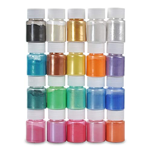 Dewel Epoxidharz Farbe Set 20 Farbe x 10ml Perlglanz Mica Pulver Epoxidharz Zubehör Pigment Pulver für Seifenfarbe, DIY von DEWEL