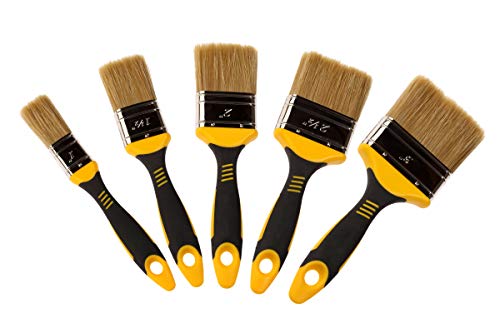 DEWEPRO® Flachpinsel 5tlg. Set - Flacher Malerpinsel/Universalpinsel - Pinsel mit Mischborsten und ergonomischem 2-K Griff von DEWEPRO